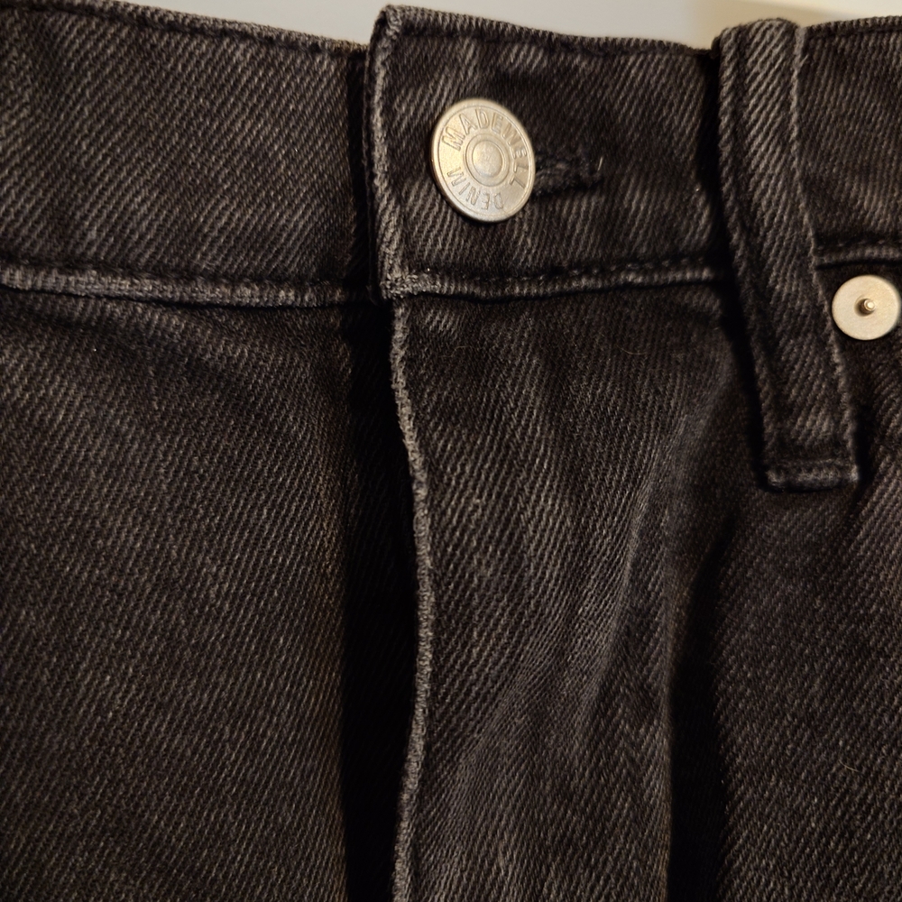 Madewell Black Denim Jean Raw Hem Mini Skirt - Sized 26